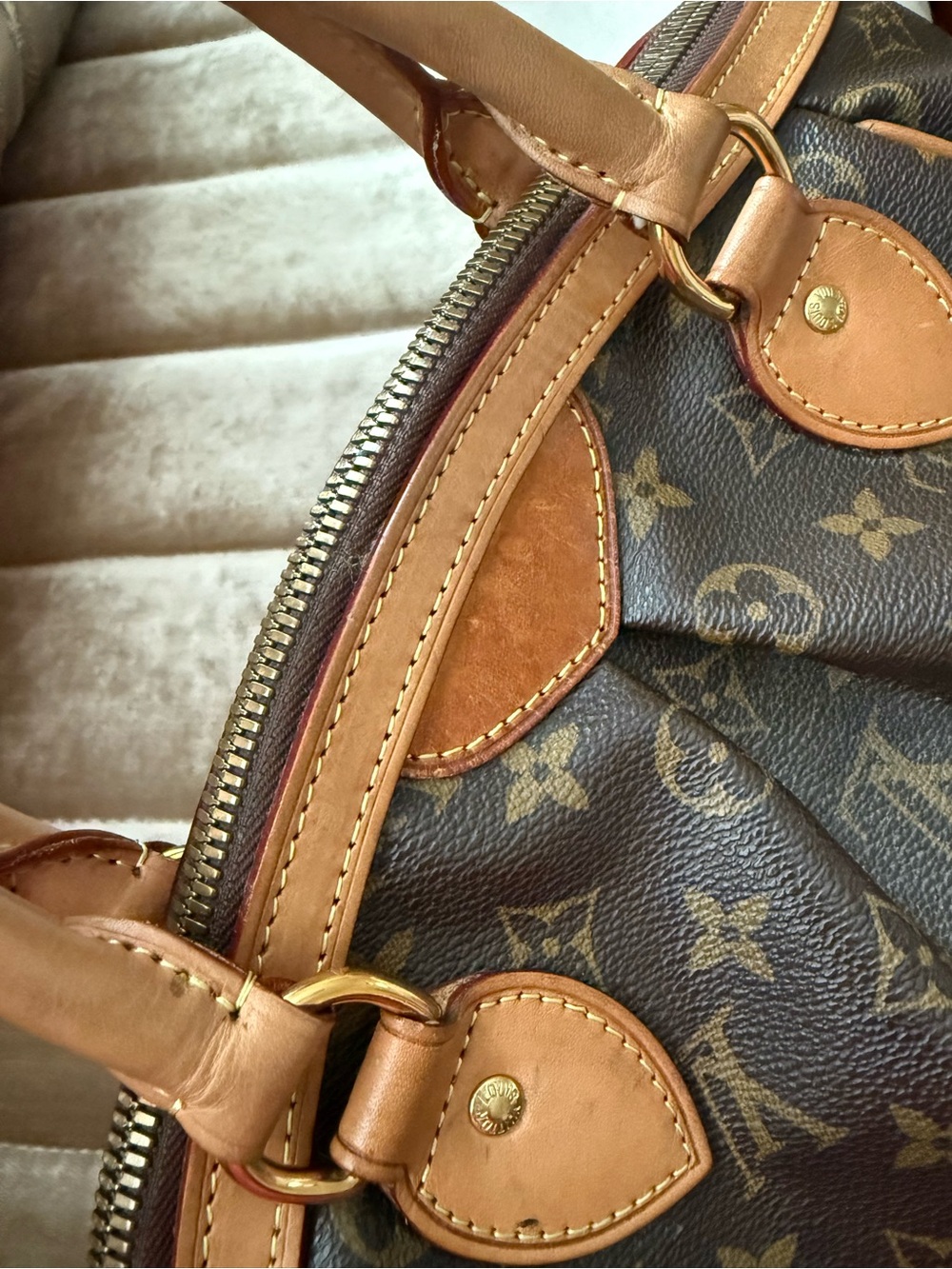 Louis Vuitton Tavioli PM Canvas Satchel with Tan Leather Trim - Picture 14 of 16